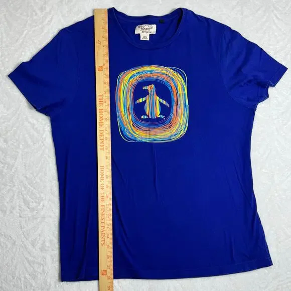 Original Penguin Graphic T-Shirt Blue Short Sleeve Men's L Colorful Logo Cotton - Picture 5 of 7
